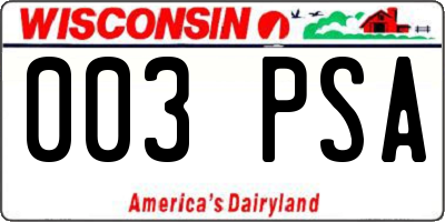 WI license plate 003PSA