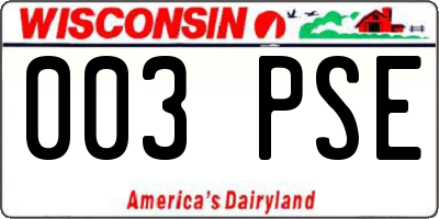 WI license plate 003PSE