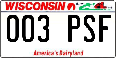 WI license plate 003PSF