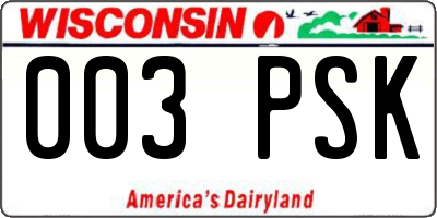 WI license plate 003PSK