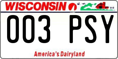 WI license plate 003PSY