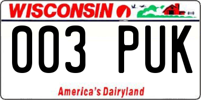WI license plate 003PUK