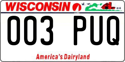 WI license plate 003PUQ