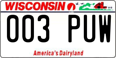 WI license plate 003PUW
