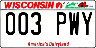 WI license plate 003PWY