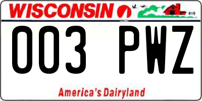 WI license plate 003PWZ