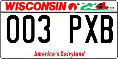 WI license plate 003PXB