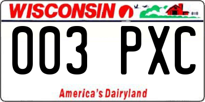WI license plate 003PXC