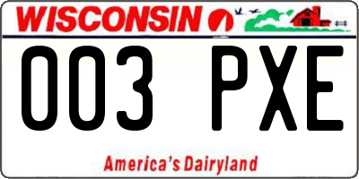 WI license plate 003PXE