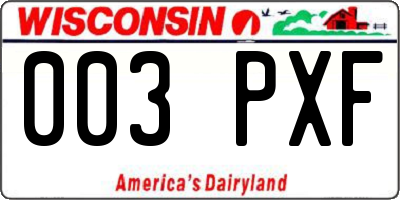 WI license plate 003PXF