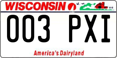 WI license plate 003PXI