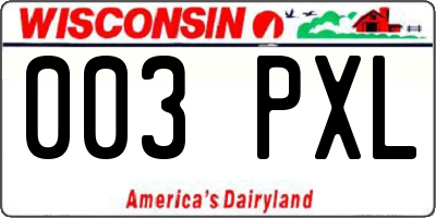 WI license plate 003PXL