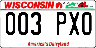 WI license plate 003PXO