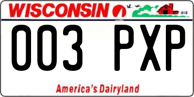 WI license plate 003PXP
