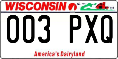 WI license plate 003PXQ