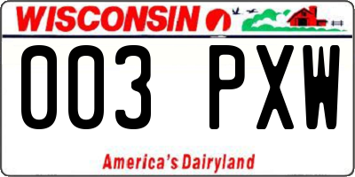 WI license plate 003PXW