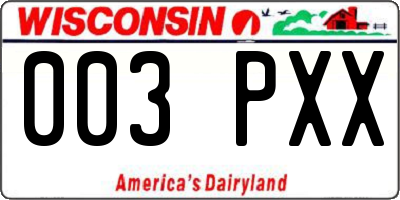 WI license plate 003PXX
