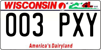 WI license plate 003PXY