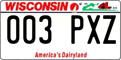 WI license plate 003PXZ