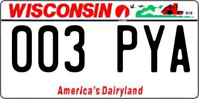 WI license plate 003PYA