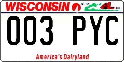 WI license plate 003PYC