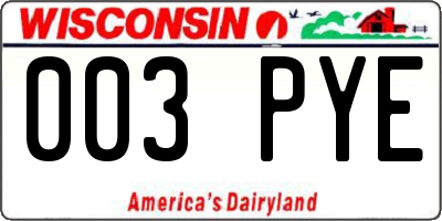 WI license plate 003PYE