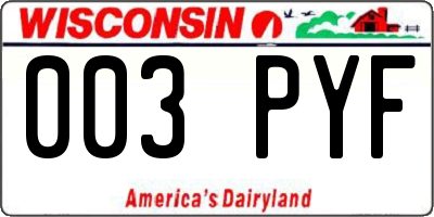 WI license plate 003PYF