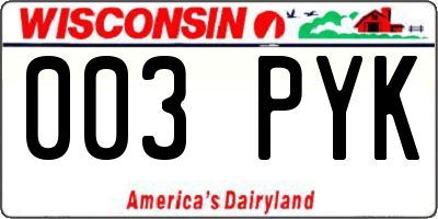 WI license plate 003PYK