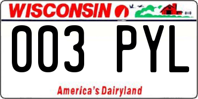 WI license plate 003PYL