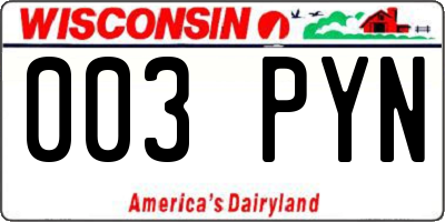 WI license plate 003PYN