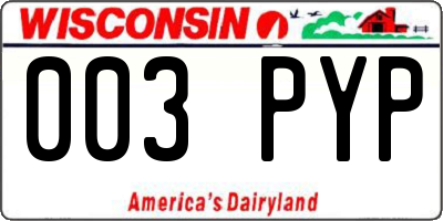 WI license plate 003PYP
