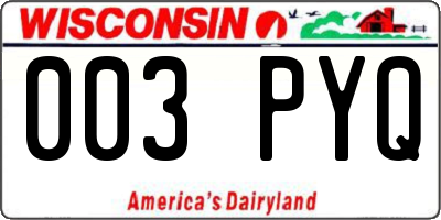 WI license plate 003PYQ
