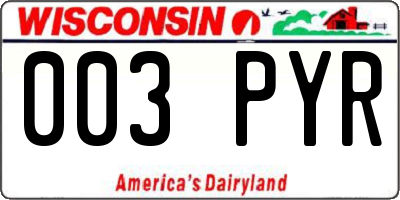 WI license plate 003PYR