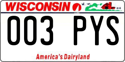 WI license plate 003PYS