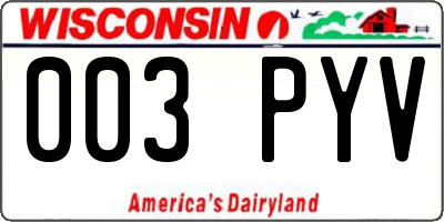 WI license plate 003PYV