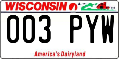 WI license plate 003PYW