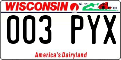 WI license plate 003PYX