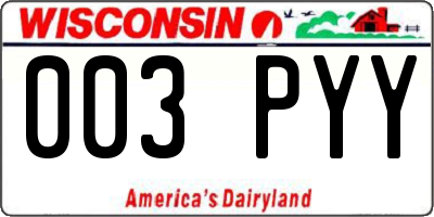 WI license plate 003PYY