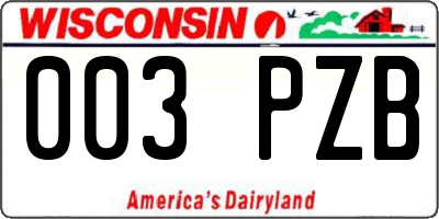 WI license plate 003PZB