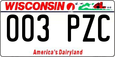 WI license plate 003PZC
