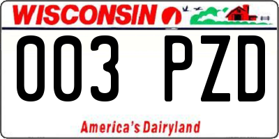 WI license plate 003PZD