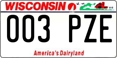 WI license plate 003PZE