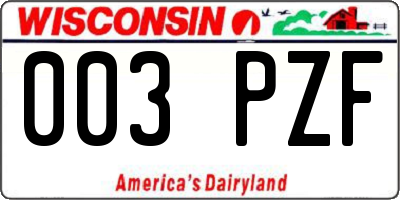 WI license plate 003PZF