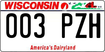 WI license plate 003PZH