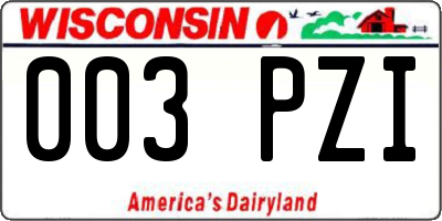 WI license plate 003PZI