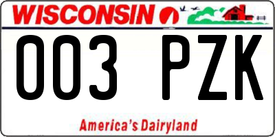 WI license plate 003PZK