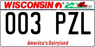 WI license plate 003PZL