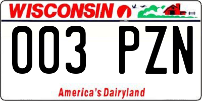 WI license plate 003PZN
