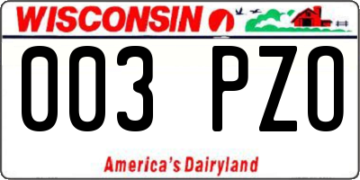 WI license plate 003PZO