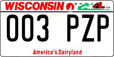 WI license plate 003PZP